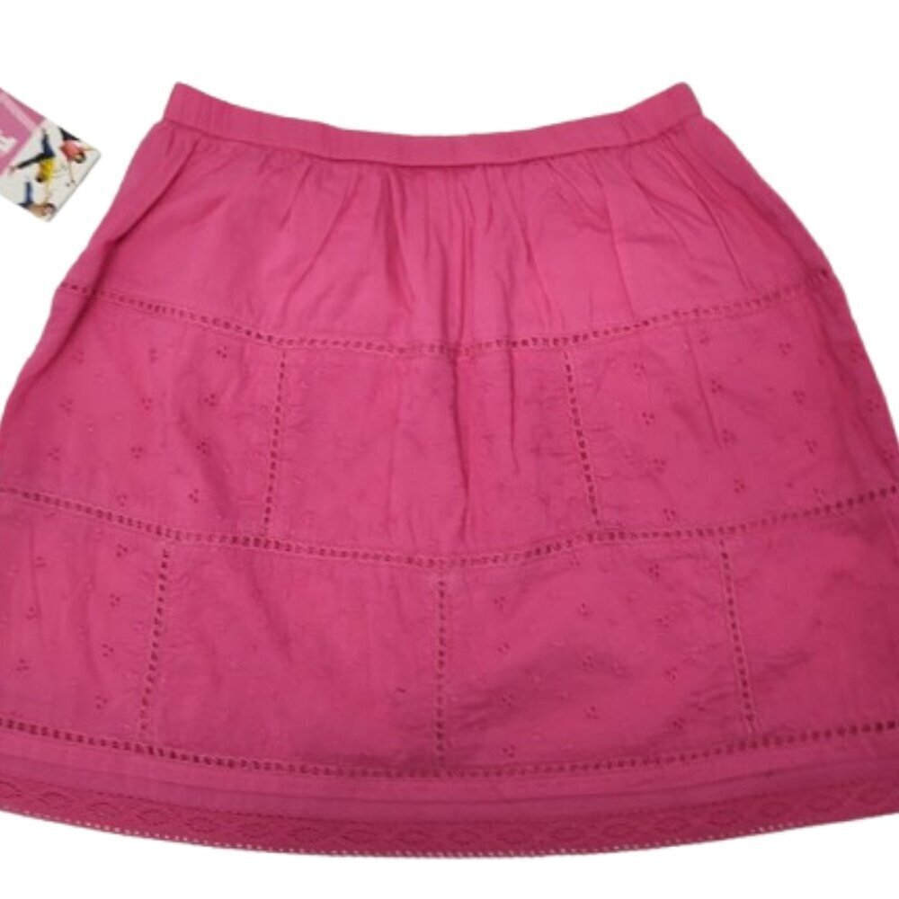 Just Friends Y2K Eyelet Pink Girl's Skirt 100% Cotton Size XL 6 NWT - Picture 5 of 8